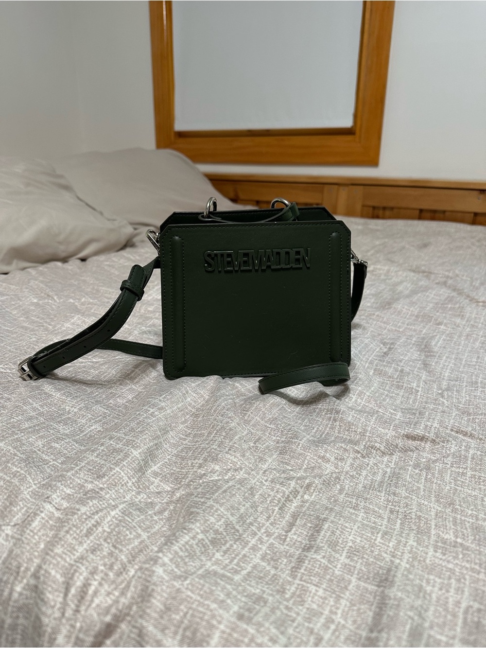 Steve Madden Dark Green Square Crossbody Bag